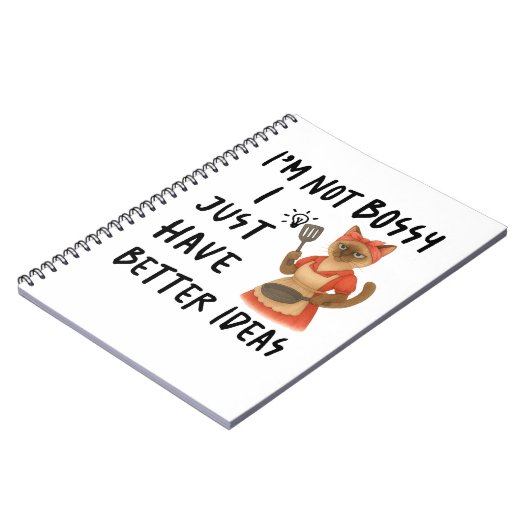 Siamese cat with text I am not bossy  ノートブック (左側)