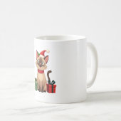 Siamese Cat Xmas Holiday Santa Siamese Cat Christm コーヒーマグカップ (正面右)