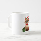 Siamese Cat Xmas Holiday Santa Siamese Cat Christm コーヒーマグカップ (正面左)