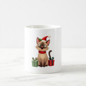 Siamese Cat Xmas Holiday Santa Siamese Cat Christm コーヒーマグカップ (中央)
