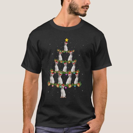 Siamese Cat   Xmas Tree Lights Siamese Cat Christm Tシャツ (正面)