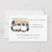 Siamese CatsゲイレズビアンカップルSave The Date 招待状 (正面)