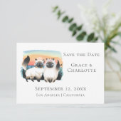 Siamese CatsゲイレズビアンカップルSave The Date 招待状 (スタンド正面)