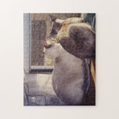 Siamese Cats Two at Window (2) ジグソーパズル (縦)