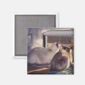 Siamese Cats Two at Window (2) マグネット (正面/裏面)