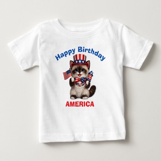 Siamese Kitten (1o) Patriotic Kid T-Shirt ベビーTシャツ (正面)