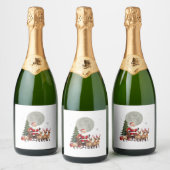 Siamese Reindeer Christmas Siamese Cat Lover Gifts スパークリングワインラベル (ボトル)