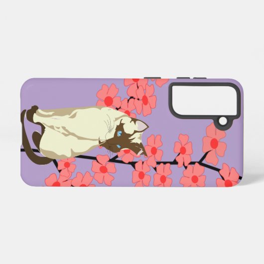 Siamese Serenity Cat – Purple Galaxy Case Samsung Galaxyケース (裏面横)
