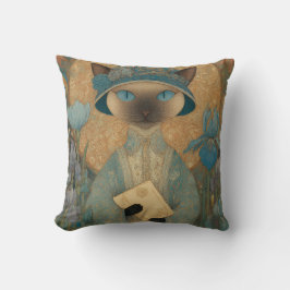 Siamkatze im Jugendstil – Elegantes Katzenkunstwer クッション