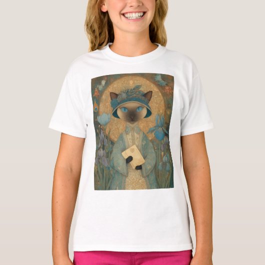 Siamkatze im Jugendstil – Elegantes Katzenkunstwer Tシャツ (正面)