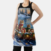 Siberian Cat Christmas Boat Holiday エプロン (インサイチュ)