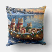 Siberian Cat Christmas Boat Holiday クッション (裏面)