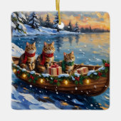 Siberian Cat Christmas Boat Holiday セラミックオーナメント (正面)