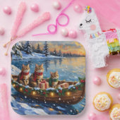 Siberian Cat Christmas Boat Holiday ペーパープレート (パーティー)
