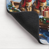 Siberian Cat Christmas Boat Holiday マウスパッド (コーナー)