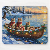 Siberian Cat Christmas Boat Holiday マウスパッド (正面)