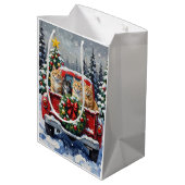 Siberian Cat Christmas Red Truck Holiday ミディアムペーパーバッグ (裏面アングル)