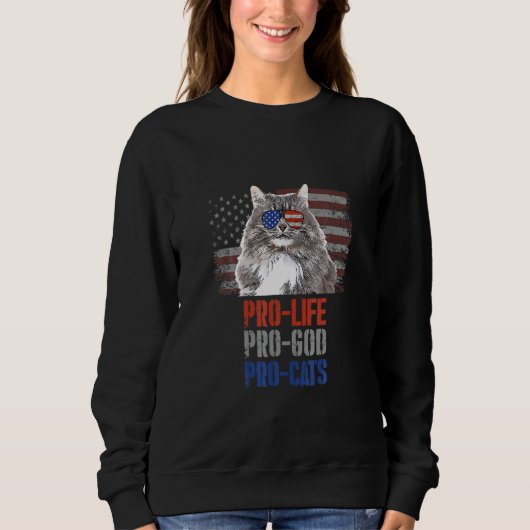 Siberian Cat Pro Life Pro God Pro Cats American Fl スウェットシャツ (正面)