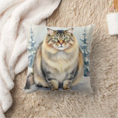 Siberian Cat Watercolor Frost Pattern Art クッション (ブランケット)