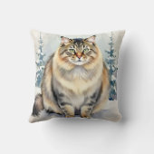 Siberian Cat Watercolor Frost Pattern Art クッション (裏面)