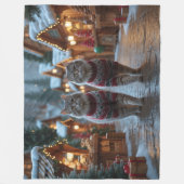 Siberian Cats Christmas Snow Holiday フリースブランケット (正面)