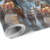 Siberian Cats Christmas Snow Holiday  ラッピングペーパー (ロールコーナー)