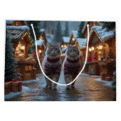 Siberian Cats Christmas Snow Holiday ラージペーパーバッグ (裏面)