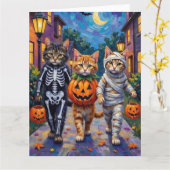 Siberian Cats Trick-or-Treating Halloween Costumes カード (黄色い花)