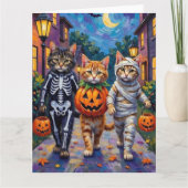 Siberian Cats Trick-or-Treating Halloween Costumes カード (正面)