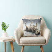 Siberian Huskey Creating a Snow Angel クッション (椅子)