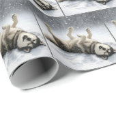 Siberian Huskey Creating a Snow Angel ラッピングペーパー (ロールコーナー)