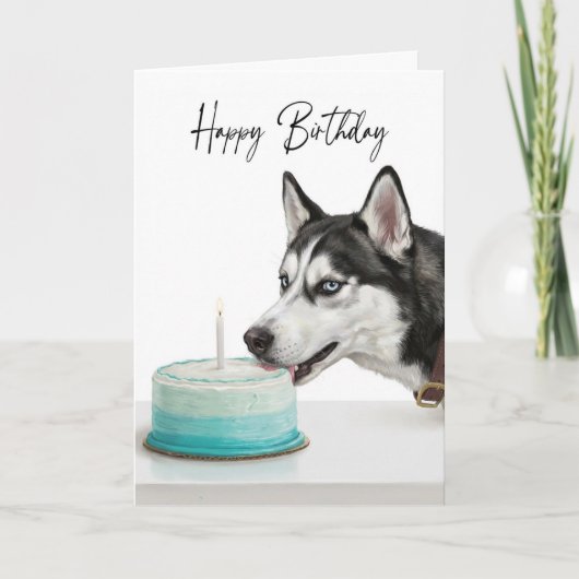 Siberian Husky Birthday Cake Inspector カード (正面)