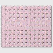 Siberian Husky Birthday Gift Wrapping Paper Pink ラッピングペーパー (フラット)