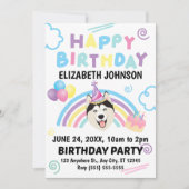 Siberian Husky Birthday Invitation 招待状 (正面)