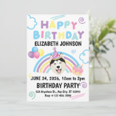 Siberian Husky Birthday Invitation in White 招待状 (スタンド正面)