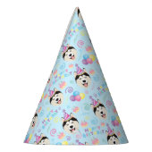 Siberian Husky Birthday Party Hat Blue パーティーハット (左)