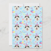 Siberian Husky Birthday Party Invitation Blue 招待状 (裏面)
