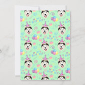 Siberian Husky Birthday Party Invitation Green 招待状 (裏面)