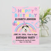 Siberian Husky Birthday Party Invitation Pink 招待状 (スタンド正面)