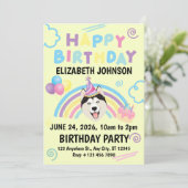 Siberian Husky Birthday Party Invitation Yellow 招待状 (スタンド正面)