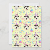 Siberian Husky Birthday Party Invitation Yellow 招待状 (裏面)