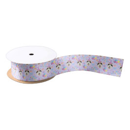 Siberian Husky Birthday Satin Ribbon in Purple サテンリボン