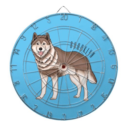 Siberian husky cartoon illustration ダーツボード (正面)