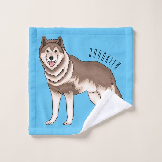 Siberian husky cartoon illustration バスタオルセット (ウォッシュタオル)