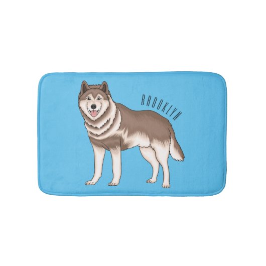 Siberian husky cartoon illustration バスマット (正面)