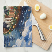 Siberian Husky Christmas Boat Holiday キッチンタオル (四つ折り)