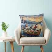 Siberian Husky Christmas Boat Holiday クッション (椅子)