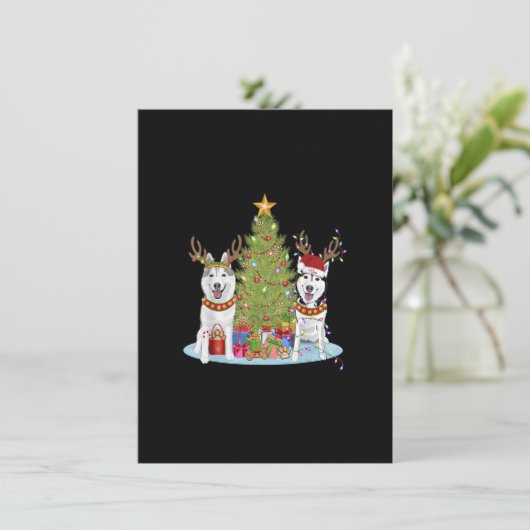 Siberian Husky Christmas Tree with Presents 招待状 (スタンド正面)