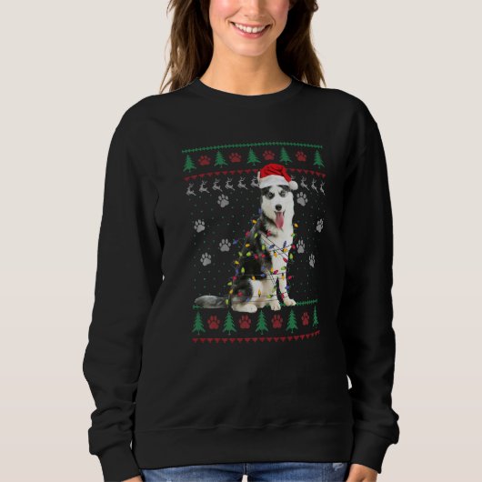 Siberian Husky Christmas Ugly Sweater  Dog  Xmas スウェットシャツ (正面)