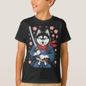 Siberian Husky Dad Cute Japanese Anime Stuff Samur Tシャツ (正面)